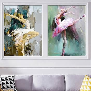 キャンバスプリントアート バレリーナ 絵画 額付き インテリア Amazon.co.jp: 踊るバレリーナキャンバス絵画ポスタープリント